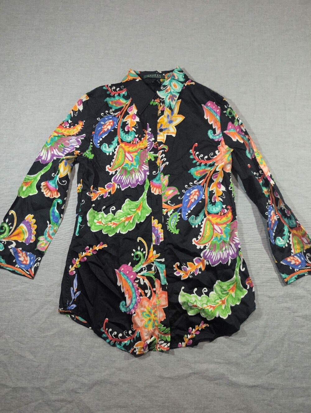 Lauren Ralph Lauren black paisley button-front blouse